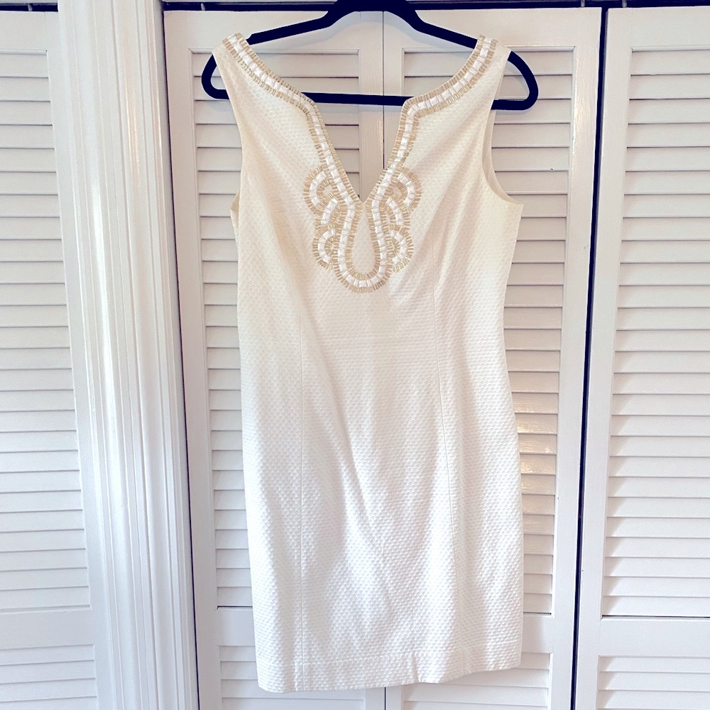 Lilly Pulitzer white beaded shift- size 8